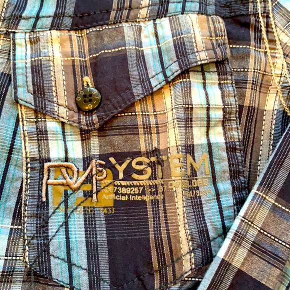 PRIVATE MEMBER 100% cotton PLAID BUTTON DOWN - Picture 4 of 8